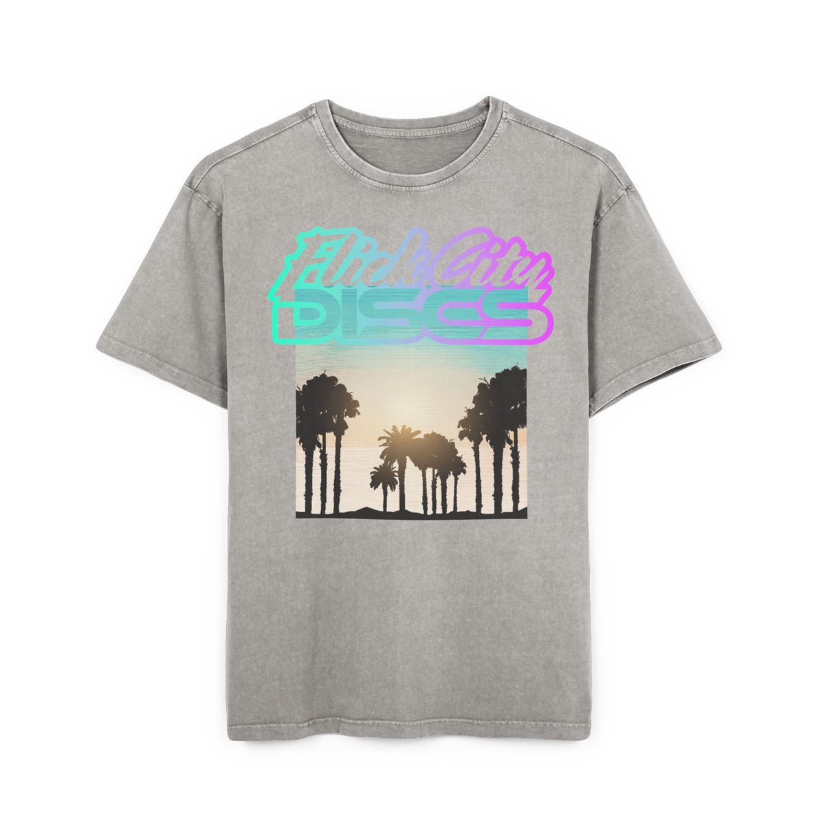 Retro Sunset Acid Washed Oversized Tee – FlickCityDiscs